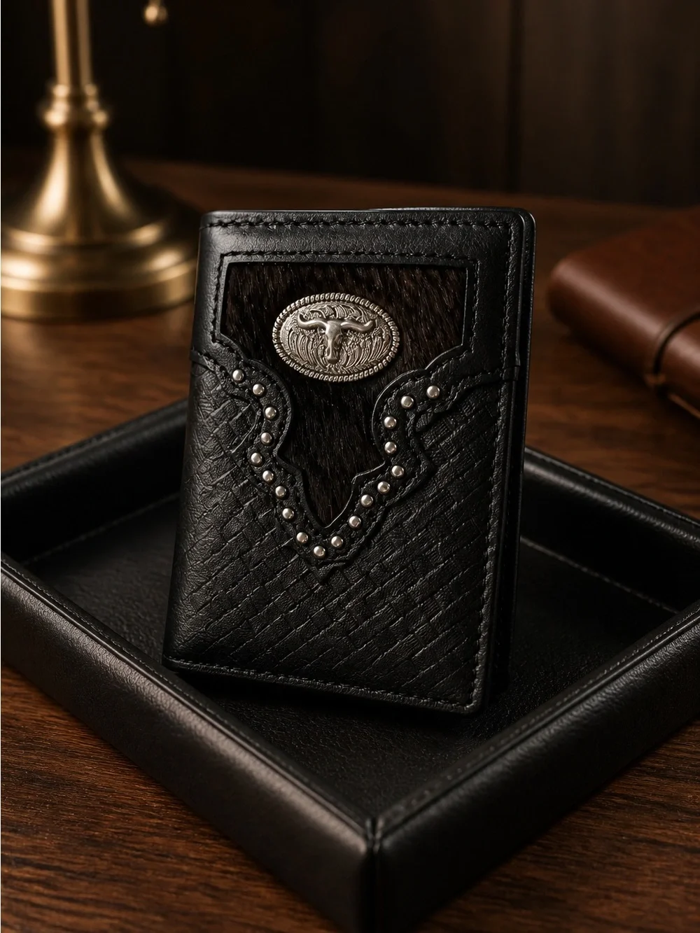 NWT Texas West Premium Genuine Leather Black Western Tri-Fold Men’s Wallet